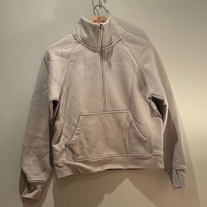 Light Taupe Fleece Half-Zip Pullover